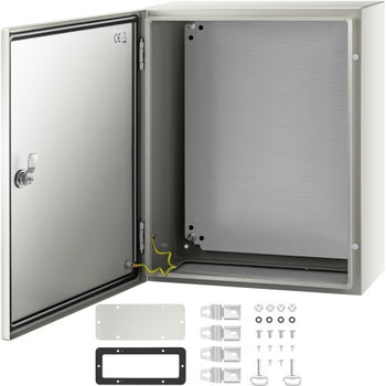NEMA Steel Case, 20x16x8'' NEMA 4X Metal Electric Enclosure, IP66 Water & Dust Resistant, Suitable for Both Outdoor & Indoor Use, Includes Mounting Plate