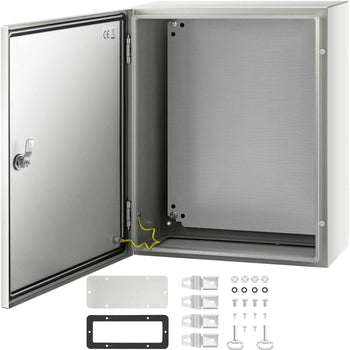 NEMA Steel Case, 20x16x8'' NEMA 4X Metal Electric Enclosure, IP66 Water & Dust Resistant, Suitable for Both Outdoor & Indoor Use, Includes Mounting Plate