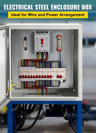 NEMA Steel Case, 24x24x8'' NEMA 4X Metal Electric Enclosure, IP66 Water & Dust Resistant, Suitable for Both Outdoor & Indoor Use, Includes Mounting Plate