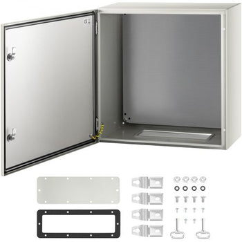 NEMA Metal Case, 24x24x12'' NEMA 4X Metal Electric Enclosure, IP66 Water & Dust Resistant, Suitable for Both Outdoor & Indoor Use, Includes Mounting Plate