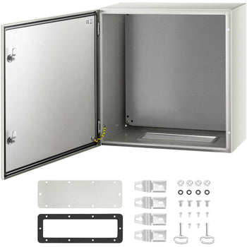 NEMA Metal Case, 24x24x12'' NEMA 4X Metal Electric Enclosure, IP66 Water & Dust Resistant, Suitable for Both Outdoor & Indoor Use, Includes Mounting Plate