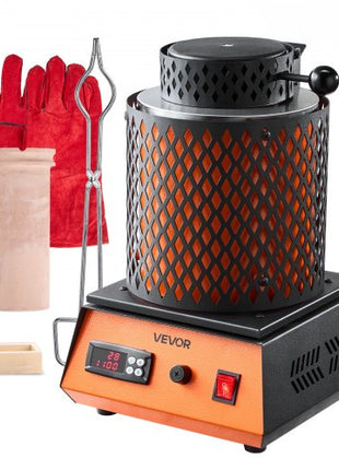 Electric Melting Furnace, 1350W Electric Metal Smelter Foundry, 2102?/1150? Metal Smelting Machine with 3kg Ceramic Crucible, Gold Smelting Kit for Jewelry Making, Metal Bars, Metal Components