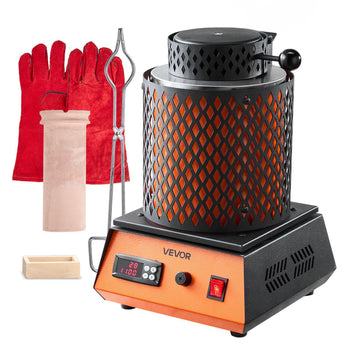 Electric Melting Furnace, 1350W Electric Metal Smelter Foundry, 2102℉/1150℃ Metal Smelting Machine with 3kg Ceramic Crucible, Gold Smelting Kit for Jewelry Making, Metal Bars, Metal Components