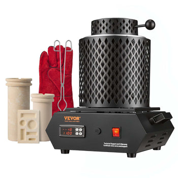 Gold Melting Furnace, 1350W, 2102 ℉, PID Digital Electric Melting Furnace with 1 kg and 3 kg Ceramic Crucibles, Insulated Gloves, Crucible Tongs and Tray, for Gold, Silver, Aluminum, Copper