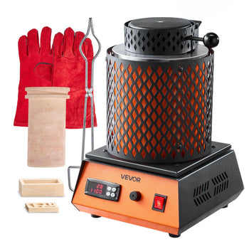 Electric Melting Furnace, 1500W Electric Metal Smelter Foundry, 2102℉/1150℃ Metal Smelting Machine with 5kg Ceramic Crucible, Gold Smelting Kit for Jewelry Making, Metal Bars, Metal Components