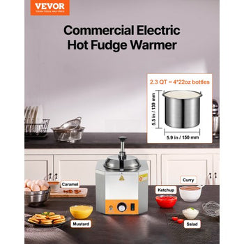 Electric Cheese Dispenser with Pump, 2.4L Commercial Hot Fudge Warmer, Stainless Steel Heated Pump Dispenser, 86-230? Temp Adjustable Nacho Cheese Sauce Warmer, for Hot Fudge Cheese Caramel