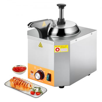 Electric Cheese Dispenser with Pump, 2.4L Commercial Hot Fudge Warmer, Stainless Steel Heated Pump Dispenser, 86-230? Temp Adjustable Nacho Cheese Sauce Warmer, for Hot Fudge Cheese Caramel