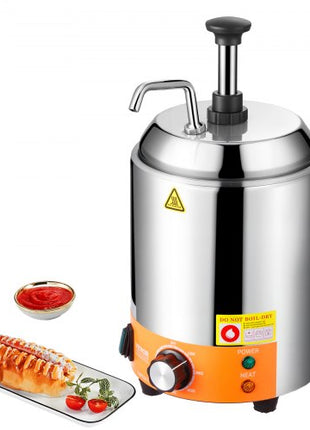 Electric Cheese Dispenser with Pump, 2.4L Commercial Hot Fudge Warmer, Stainless Steel Pump Dispenser, 86-230? Temp Adjustable Nacho Cheese Sauce Warmer, for Hot Fudge Cheese Caramel