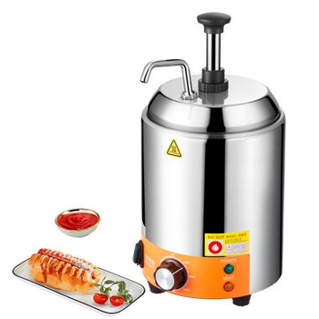 Electric Cheese Dispenser with Pump, 2.4L Commercial Hot Fudge Warmer, Stainless Steel Pump Dispenser, 86-230? Temp Adjustable Nacho Cheese Sauce Warmer, for Hot Fudge Cheese Caramel