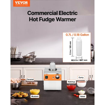 Electric Bottle Warmer with Bottle, 0.8L Commercial Cheese Dispenser, Hot Fudge Warmer 86-185? Temp Adjustable, Plastic Bottle Nacho Cheese Sauce Warmer for Hot Fudge Cheese Caramel, Square
