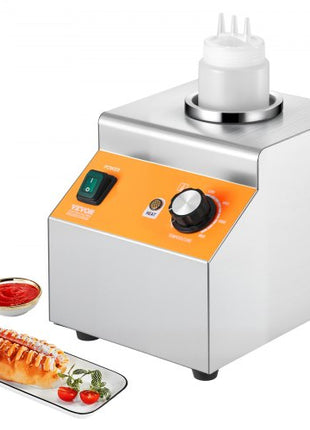 Electric Bottle Warmer with Bottle, 0.8L Commercial Cheese Dispenser, Hot Fudge Warmer 86-185? Temp Adjustable, Plastic Bottle Nacho Cheese Sauce Warmer for Hot Fudge Cheese Caramel, Square