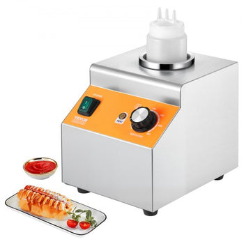 Electric Bottle Warmer with Bottle, 0.8L Commercial Cheese Dispenser, Hot Fudge Warmer 86-185? Temp Adjustable, Plastic Bottle Nacho Cheese Sauce Warmer for Hot Fudge Cheese Caramel, Square