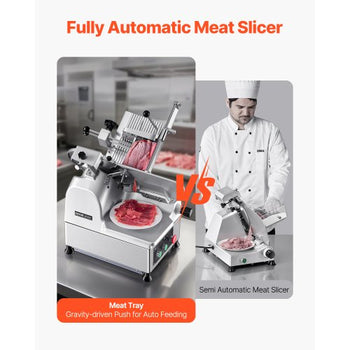 Automatic Meat Slicer, 180W + 370W Deli Slicer with a 12 inch Premium 65Mn Blade, 0-0.3 inch Adjustable Thickness, Electric Food Slicer Machine for Meat, Vegetables, Hard Bread, and Cheese