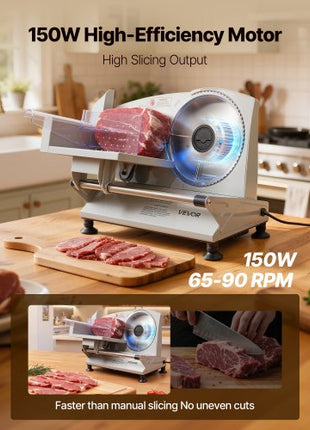 Meat Slicer, 6.7 inch 150W Electric Deli Slicer Machine with two SUS420 Blades,  0-0.6 inch Adjustable Thickness, ETL Certified Home Food-Slicer for Meat, Ham, Baguett, Steak, ETL Approved