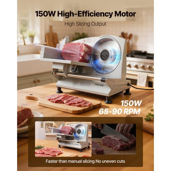 Meat Slicer, 6.7 inch 150W Electric Deli Slicer Machine with two SUS420 Blades,  0-0.6 inch Adjustable Thickness, ETL Certified Home Food-Slicer for Meat, Ham, Baguett, Steak, ETL Approved