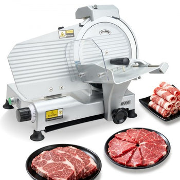 Commercial Meat Slicer, 10 inch Electric Deli Slicer Machine, 320W Food-Slicer with SUS420 Blade, 0-0.4 inch Adjustable Thickness, for Frozen Meat, Ham, Baguett, Steak