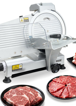 Commercial Meat Slicer, 10 inch Electric Deli Slicer Machine, 320W Food-Slicer with SUS420 Blade, 0-0.4 inch Adjustable Thickness, for Frozen Meat, Ham, Baguett, Steak