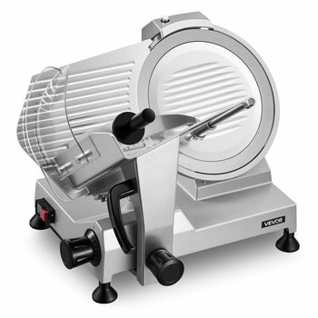 Commercial Meat Slicer, 400W Electric Cutter, Removable 12" Carbon Steel Blade and Food Tray, 0-0.59" Adjustable Thickness Food Slicer Machine, for Frozen Meat, Ham, Baguett, Steak, ETL Approved