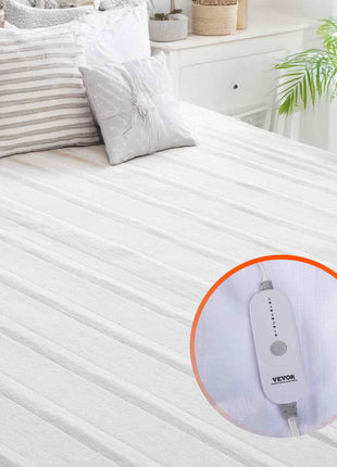 Heated Mattress Pad, 54 x 75 in, Full Size Electric Bed Warmer with 1-5 Heat Settings Control, 10-Hour Auto Shut Off, Machine-Wash Breathable Coral Fleece Heating Electric Mattress Sheets, White
