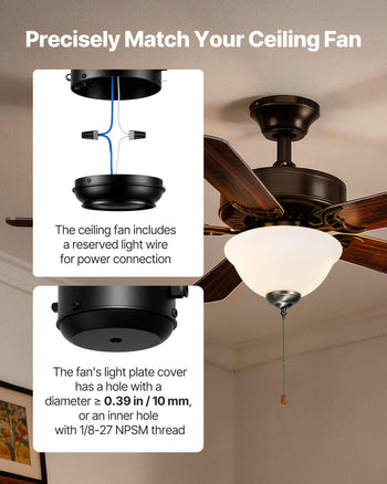 Ceiling Fan Light Kit, 750lm 3000K Bowl Shaped Fan Light Kit with Pull Chain, 2 LED Bulbs, Replacement Fixture for Living Room, Dining Room, Bedroom, Indoor, White Glass Shade Brushed Nickel