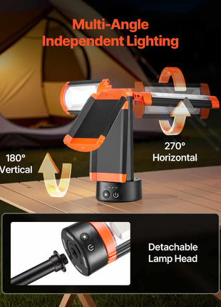 LED Work Light with Stand, 13.2Ah, Rechargeable Cordless Camping Light, with 3 Lamp Heads, Detachable Tripod Stand, 2200 Lumens 3000K-6500K Dimmable, Portable Construction Lighting for Job Site