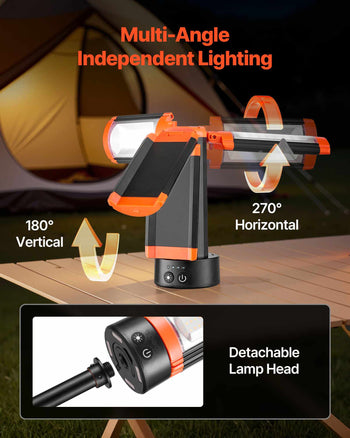 LED Work Light with Stand, 13.2Ah, Rechargeable Cordless Camping Light, with 3 Lamp Heads, Detachable Tripod Stand, 2200 Lumens 3000K-6500K Dimmable, Portable Construction Lighting for Job Site