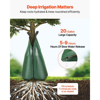 Tree Watering Bag, 12 Packs 20 Gallons Watering Bags for New Trees, 5-9 Hours Slow Release Refillable Tree Drip Irrigation Bags with Zipper, Durable Tree Watering System for Deep Root Targeting