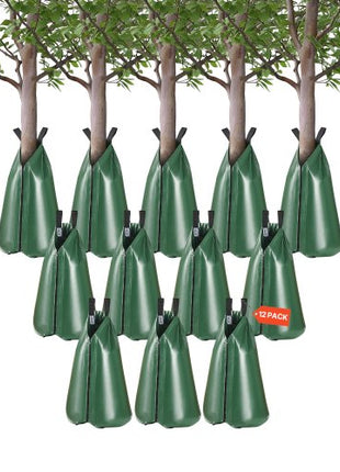 Tree Watering Bag, 12 Packs 20 Gallons Watering Bags for New Trees, 5-9 Hours Slow Release Refillable Tree Drip Irrigation Bags with Zipper, Durable Tree Watering System for Deep Root Targeting