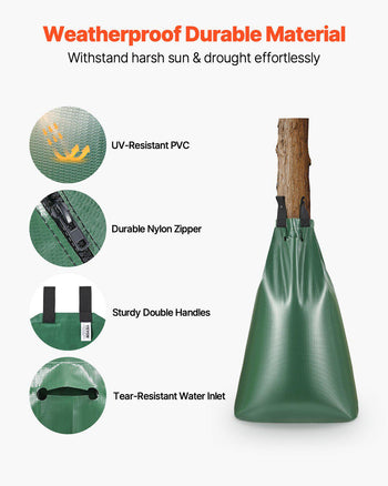 Tree Watering Bag, 3 Packs 20 Gallons Watering Bags for New Trees, 5-9 Hours Slow Release Refillable Tree Drip Irrigation Bags with Zipper, Durable Tree Watering System for Deep Root Targeting