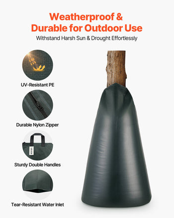 20 Gallon Tree Watering Bags, 8 Pack 3-4 Hours Slow Release Gator Bags for Trees, Heavy Duty PE Tree Drip Irrigation Bag with Zipper, Durable & Reusable Deep Root Shrub Watering Bag