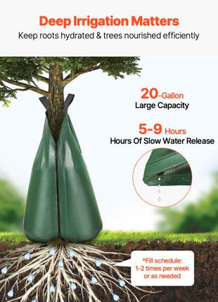 Tree Watering Bag, 8 Packs 20 Gallons Watering Bags for New Trees, 5-9 Hours Slow Release Refillable Tree Drip Irrigation Bags with Zipper, Durable Tree Watering System for Deep Root Targeting