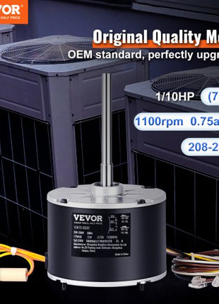 Condenser Fan Motor 5KCP39BGS069S, 5KCP39BGY915S, 1/10 HP 208-230V, 1100RPM, OEM Standard Upgraded Replacement Condenser Motor Reversible Rotating, Explosion-proof CBB65 5?F/370V Capacitor