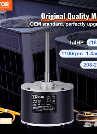 Condenser Fan Motor 5KCP39EGS070S, 5KCP39EGY823S, 1/4 HP 208-230V, 1100RPM, OEM Standard Upgraded Replacement Condenser Motor Reversible Rotating, Explosion-proof CBB65 5?F/370V Capacitor