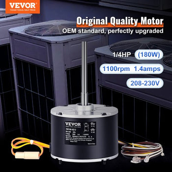 Condenser Fan Motor 5KCP39EGS070S, 5KCP39EGY823S, 1/4 HP 208-230V, 1100RPM, OEM Standard Upgraded Replacement Condenser Motor Reversible Rotating, Explosion-proof CBB65 5?F/370V Capacitor