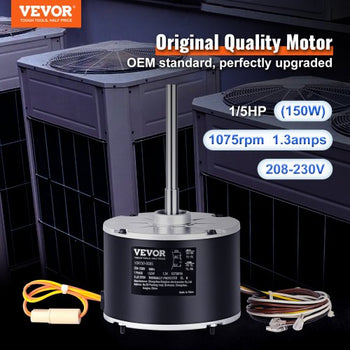 Condenser Fan Motor K55HXJKL-2918, 51-23055-11, 1/5 HP 208-230V, 1075RPM, OEM Standard Upgraded Replacement Condenser Motor Reversible Rotating, Explosion-proof CBB65 5?F/370V Capacitor