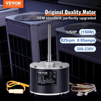 Condenser Fan Motor 5KCP39GFS166S, 3S003, 1/5 HP 208-230V, 825RPM, OEM Standard Upgraded Replacement Condenser Motor Reversible Rotating, Explosion-proof CBB65 7.5?F/370V Capacitor