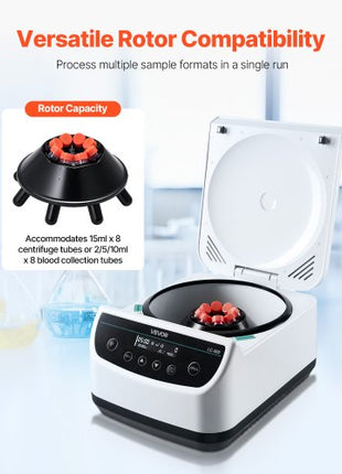 Centrifuge Machine, 100-1900xg RCF Electric Laboratory Centrifuge Machine with 1 Rotor for 2/5/10/15ml Tube Capacity, Low Speed 500-4000rpm with Timer, Widely Used in Various Experiments