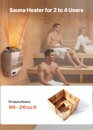 Sauna Heater, 4.5KW 240V Electric Sauna Stove, Dry Steam Bath Saunas Stove with Pre-Drilled Bracket, Fit 105 to 210 CU.FT Saunas Rooms, Steam Bath Stoves for Home, Commercial, Leisure Venues