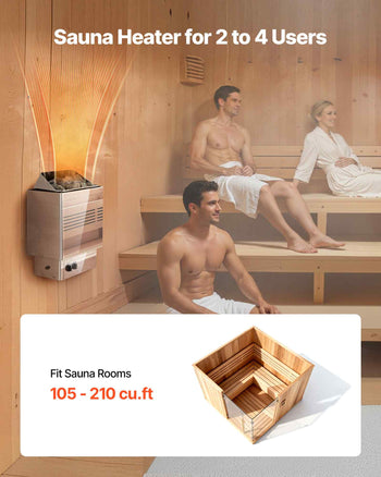 Sauna Heater, 4.5KW 240V Electric Sauna Stove, Dry Steam Bath Saunas Stove with Pre-Drilled Bracket, Fit 105 to 210 CU.FT Saunas Rooms, Steam Bath Stoves for Home, Commercial, Leisure Venues