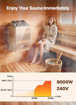 Sauna Heater, 9KW 240V Electric Sauna Stove, Dry Steam Bath Saunas Stove with Pre-Drilled Bracket, Fit 317.8 to 459 CU.FT Saunas Rooms, Steam Bath Stoves for Home, Commercial, Leisure Venues