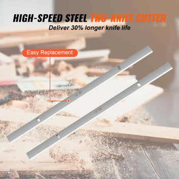 High-speed steel two-knife cutter in silver, designed for easy replacement with a 30% longer knife life.