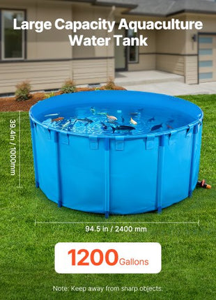 Canvas Fish Pond, 1320 Gal Capacity Above Ground Fish Pond, Foldable PVC Koi Tank, Round Goldfish Tank with Stable Frame and Drain Valve, for Aquaculture, Koi Breeding, and Irrigation (Blue)