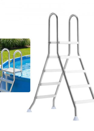 Above Ground Pool Ladder, Stainless Steel A-Frame Swimming Pool Stairs for 49.2 in High Wall, 330 lbs Capacity Heavy Duty Entry/Exit Steps with Secure Non-Slip 4 Steps and Platform, Silver