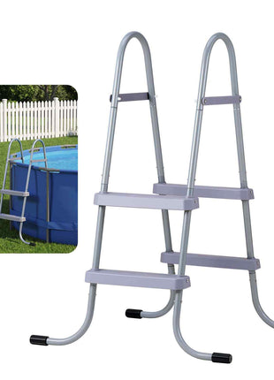 Above Ground Pool Ladder, 2-Step Steel A-Frame Swimming Pool Stairs for 33 in High Wall, 300 lbs Capacity Entry/Exit Steps with Secure Non-Slip Sturdy Wide Step, Easy Setup Outdoor, Gray