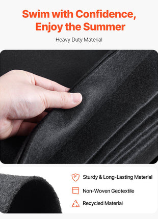 12ft Round Pool Liner Pad, Pool Liner Pad for Above Ground Swimming Pools, Extra-Thick Pool Mat, Prevents Punctures, Recycled Geotextile Material Underlayment Pad, Extend Liner Life