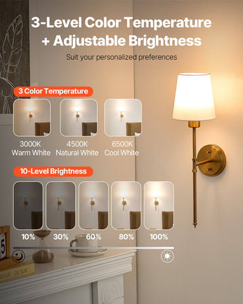 Battery Operated Wall Sconce Set of 2, 4000mAh Rechargeable Wireless Wall Lights with Remote Control, 30 Lighting Modes, 12 RGB Colors & Timer, Dimmable Wall Lamp for Living Room Bedroom Hallway