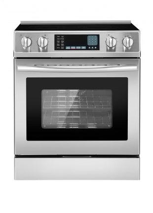 30 in Electric Range Oven, 4.8 Cu. Ft. Capacity Compact Freestanding Oven, Stainless Steel Kitchen Stove, with 5 Burners, Timer, Self-Cleaning, Easy Reach Racks, Storage Drawer(No Power Cord)