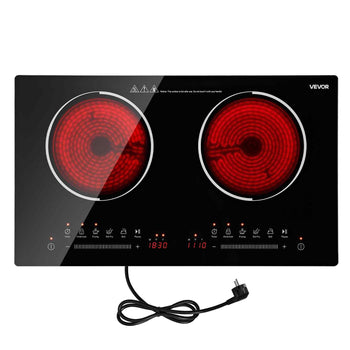 Electric Cooktop 24inch 2 Burners Portable Stove Top 1800W 120V, Ceramic Countertop/Built-in Radiant Electric Stove , with 9 Power Levels, Timer, Child Lock, Over-Heat Guard, Touch Control