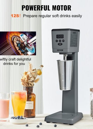 Milkshake Maker, 375W Electric Milkshake Machine, Single Head Drink Mixer Blender Machine, LED Intelligent Microswitch, 3-Speed Milkshake Mixer with 820 ml Stainless Steel Cup