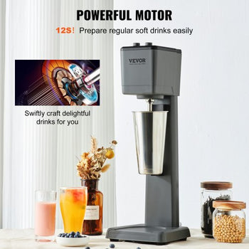 Milkshake Machine, 375W Milkshake Maker Mixer, Single Head Drink Mixer Blender Machine, 3-Speed Milkshake Blender with 820ml Stainless Steel Cup for Commercial